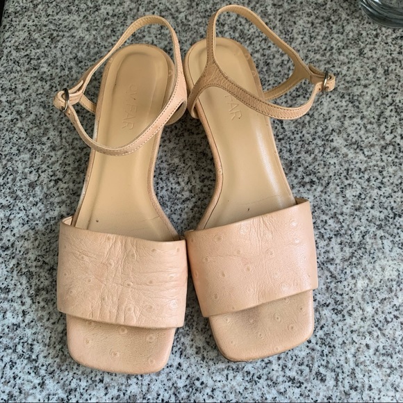 By Far Ines Ostrich Leather Sandals Size 6 - Picture 5 of 11